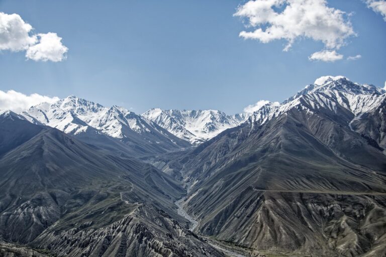 Snow-covered mountain peaks and valleys in Afghanistan